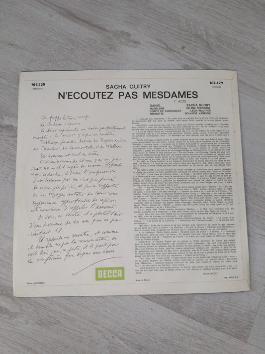 Sacha guitry - N'écoutez pas mesdames