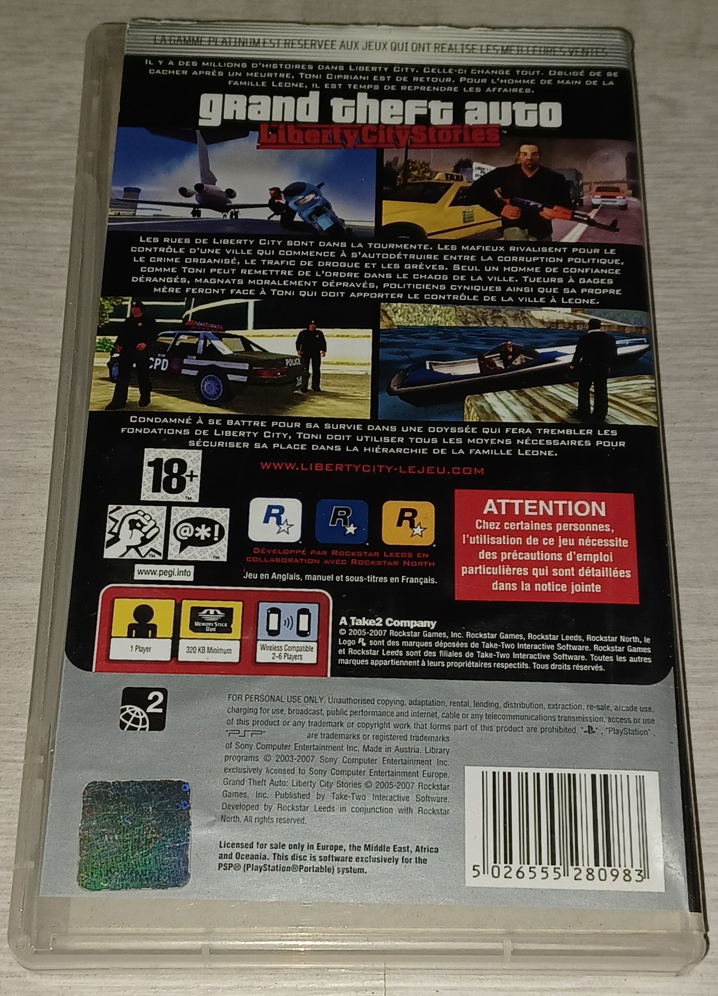 Grand theft auto : Liberty city stories (platinum)