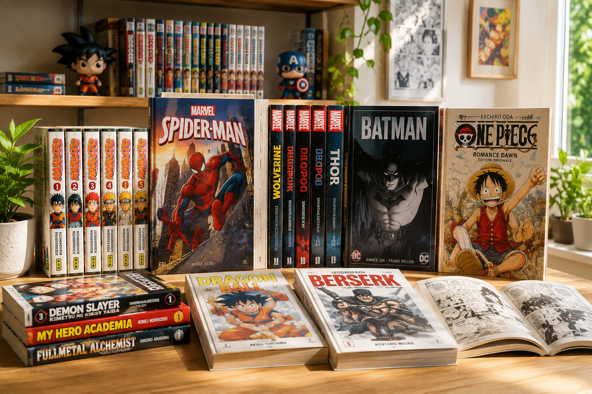 Sélection de mangas, comics et livres de super-héros d'occasion disponibles sur Ter La à La Réunion.