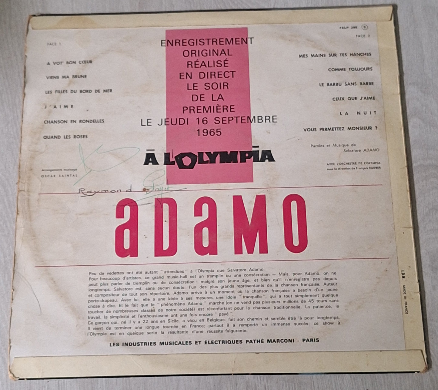 Adamo à l'Olympia